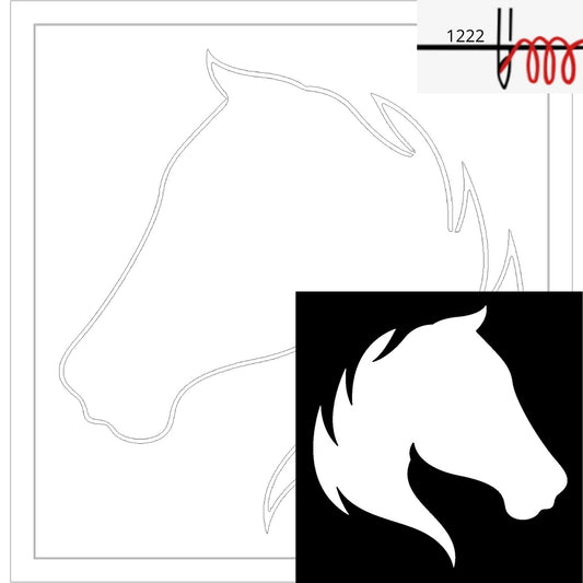 Printable pattern for rug punch needle with the image of a horse's head